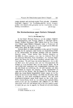 Der Neukantianismus gegen Herbarts Pädagogik
