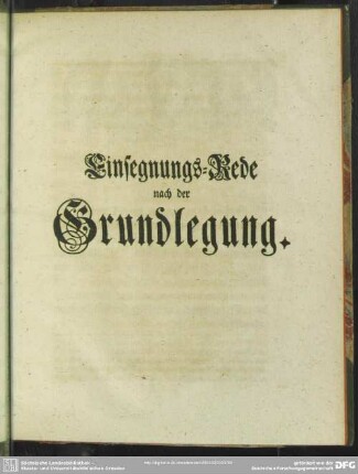 Einsegnungs-Rede nach der Grundlegung