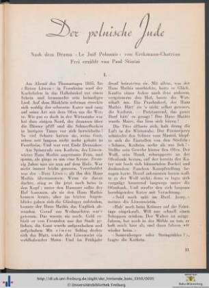 Der polnische Jude: nach dem Drama "Le Juif Polonais" von Erckmann-Chatrian.