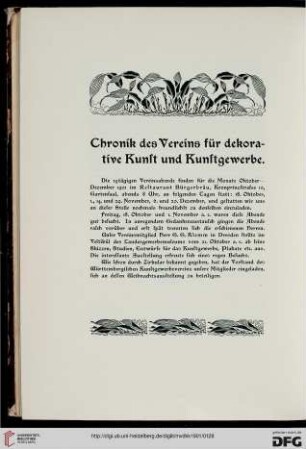 Chronik des Vereins für dekorative Kunst und Kunstgewerbe