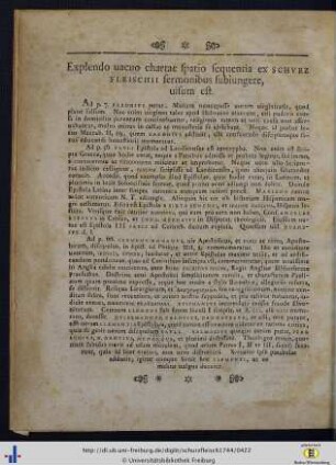 Explendo vacuo chartae spatio sequentia ex Schurzfleischii sermonibus subiungere, visum est.