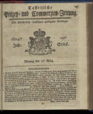 10tes Stueck, Montag den 5ten Maerz 1804