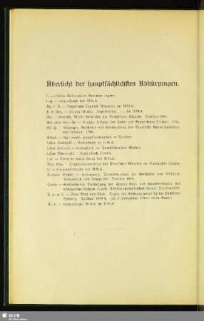 Übersicht der hauptsächlichsten Abkürzungen