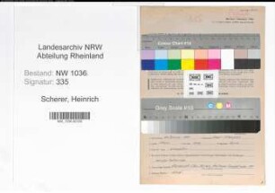 Entnazifizierung Heinrich Scherer , geb. 28.01.1894 (Betriebsleiter)