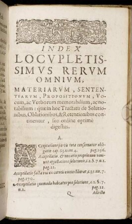 Index Locupletissimus Rerum Omnium [...]