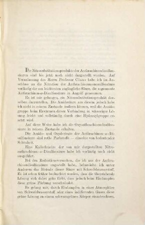 Ueber Nitroanthrachinon-??-Disulfonsäure und ihre Derivate nebst Beiträgen zur Kenntniss der Anthrachinon-??-Disulfonsäure : Inaug. Diss. der Univ. Freiburg