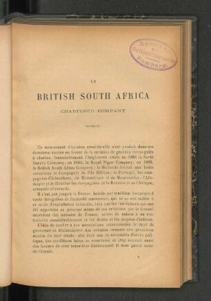 La British South Africa Chartered Company