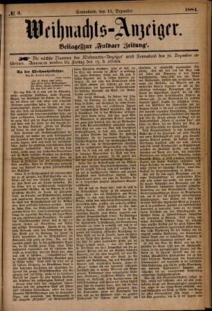 Ausgabe vom Samstag, den 13. Dezember 1884.