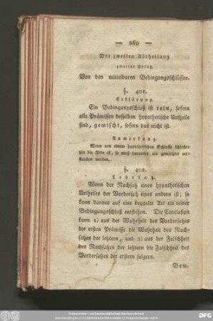 Der zweiten Abtheilung zweiter Absatz. Von den mittelbaren Bedinungsschlüssen.