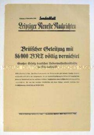 Sonderblatt der "Leipziger Neuesten Nachrichten" zum Seekrieg im Atlantik