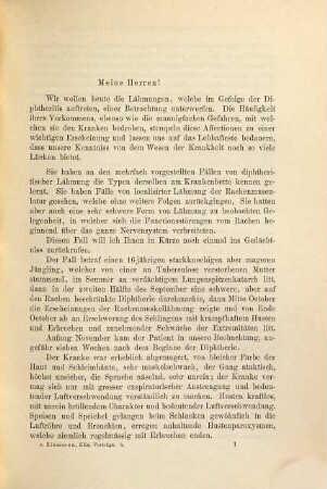 Klinische Vorträge : Vortrag, 6 : 6. Vortrag ; 4, Nervensystem ; 1.. Ueber die diphteritischen Lähmungen und deren Behandlung