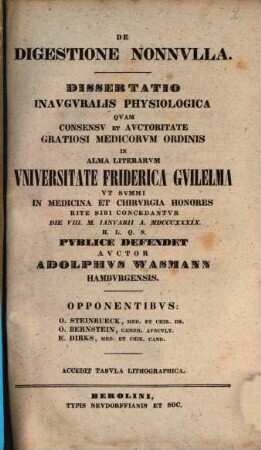 De digestione nonnulla : diss. inaug. physiol.
