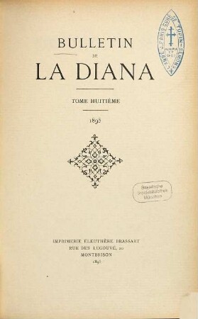Bulletin de la Diana : publication trimestrielle. 8. 1895