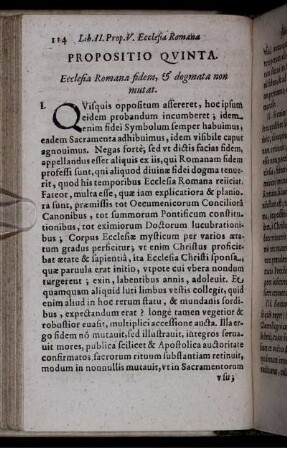 Propositio Quinta. Ecclesia Romana fidem, & dogmata non mutat
