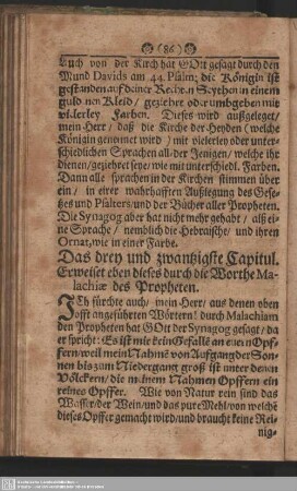 Das drey und zwantzigste Capitul. Erweiset eben dieses durch die Worthe Malachiae des Propheten