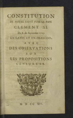 Constitution contre le Nouv. Test. avec des Reflexions.