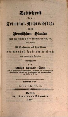 Zeitschrift für die Criminal-Rechts-Pflege in den preussischen Staaten mit Ausschluß der Rheinprovinzen. 5, 5. 1827