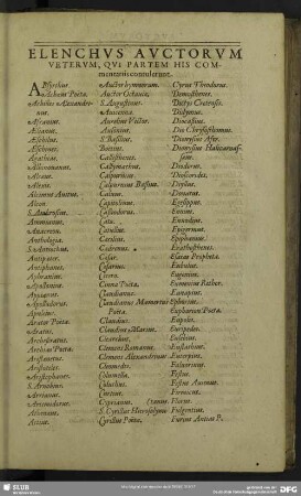 Elenchus Auctorum Veterum, Qui Partem His Commentariis contulerunt