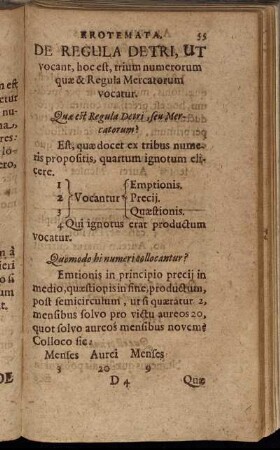 De Regula De Tri, Ut vocant, hoc est, trium numerorum quæ & Regula Mercatorum vocatur.
