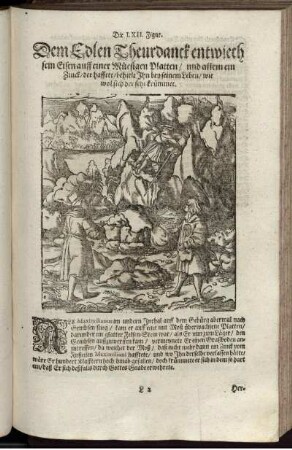 Die LXII. Figur. dem Edlen Theurdanck entwiech sein Eisen auff einer Müesigen Platten/ ...