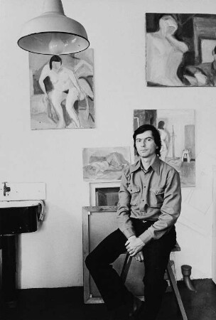 Der Maler Wolfgang Leber in seinem Atelier