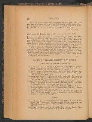 Libros y folletos recibidos en enero