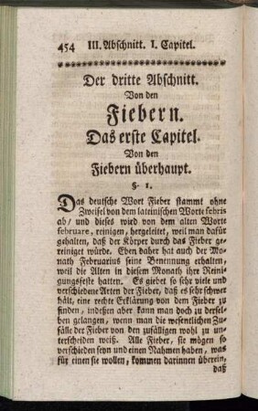 Der dritte Abschnitt. Von den Fiebern.