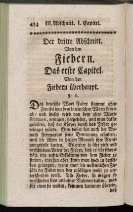 Der dritte Abschnitt. Von den Fiebern.