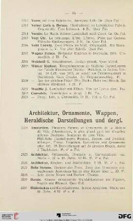Architektur, Ornamente, Wappen, Heraldische Darstellungen u. dergl. (Nr. 2324-2384)