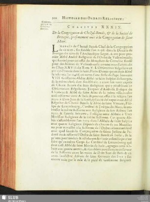 Chapitre XXXIX. De la Congregation de Chezal-Benoït, & de la Societé de Bretagne, presentement unis à la Congregation de saint Maur