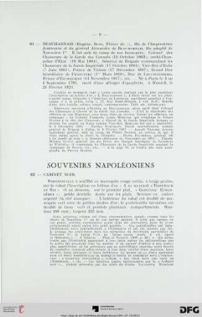 Souvenirs napoléoniens (Nr. 62-68) avec planche III