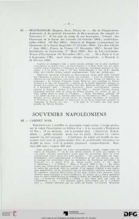 Souvenirs napoléoniens (Nr. 62-68) avec planche III