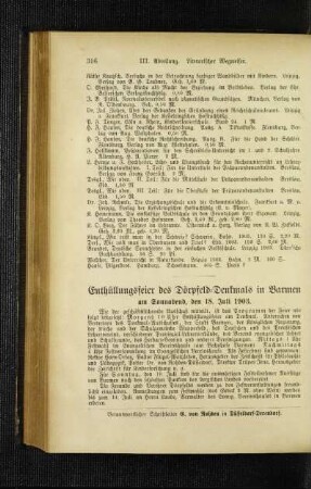 Enthüllungsfeier des Dörpfeld-Denkmals in Barmen : am Sonnabend, den 18. Juli 1903