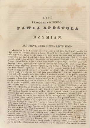 List blogoslawionego Pawla Apostola do Rzymian
