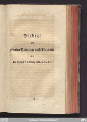 Predigt am zehnten Sonntage nach Trinitatis über die Epistel 1 Corinth. XII. v. 1 - 11.