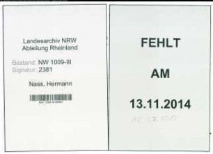 Entnazifizierung Hermann Nass , geb. 04.03.1922 (Finanzbeamter)