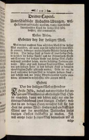 339-418, Drittes Capitel. Unterschiedliche Andachts-Übungen...