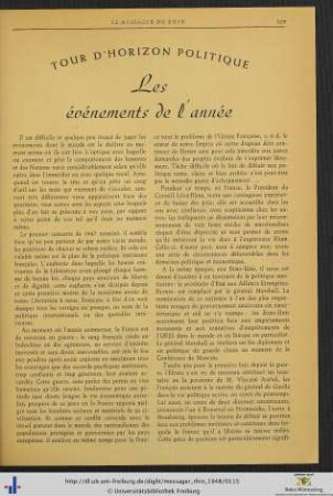 Tour d'horizon politique.