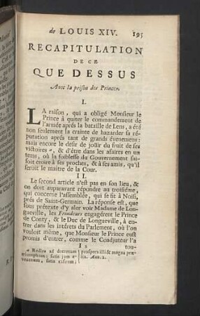 Recapitulation de ce que dessus avec la prison des Princes.