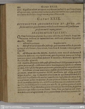 Caput XXIX. Recensetur Argumentum XV. Quod Absurda continet, quae sententiae orthodoxae de immutabli sanctorum perseverantiâ impinguntur