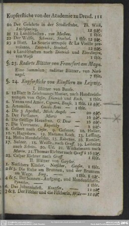 §. 24. Kupferstiche von Künstlern zu Leipzig