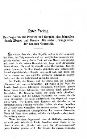 Erster bis Achter Vortrag.