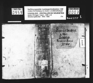 Lager- und Gültbuch über die hohenlohischen Lehengüter zu Künzelsau, renoviert durch Johann Marx Donner, Amtskeller zu Künzelsau, und Felix Heinrich Maurer.