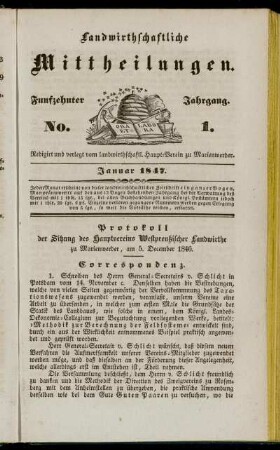 Funfzehnter Jahrgang. No. 1.
