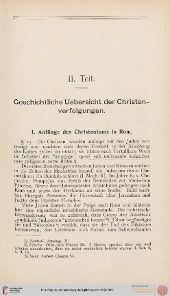 II. Teil: Geschichtliche Uebersicht der Christenverfolgungen