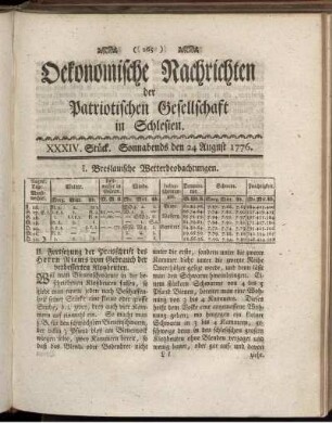 XXXIV. Stück. Sonnabends den 24 August. 1776.