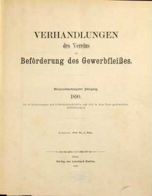 Verhandlungen des Vereins zur Beförderung des Gewerbfleißes. 69. 1890