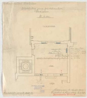 Thiersch, Friedrich von; Wiesbaden; Kurhaus - Aufstellung eines freistehenden Radiators (Grundriss)