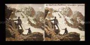 Bergsteiger klettern am Mont Crammont, Montblanc im Hintergrund