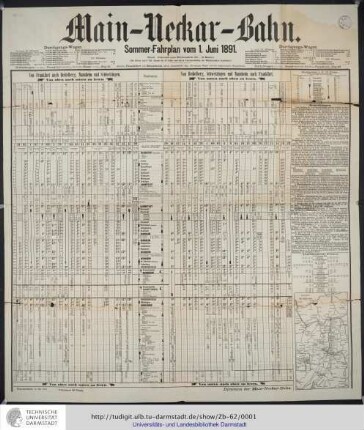 Sommer-Fahrplan vom 1. Juni 1891